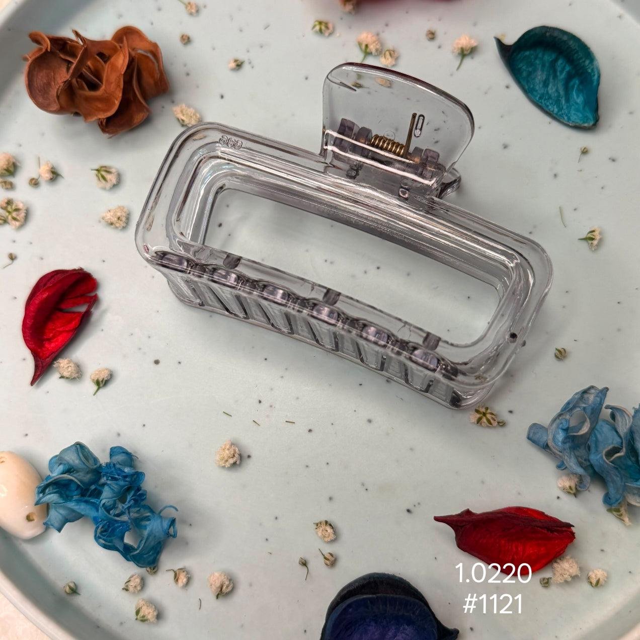 Transparent Gray Rectangle Hair Claw Clip