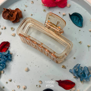 Rectangular Transparent Amber Hair Claw Clip