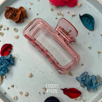 Transparent Pink Rectangle Hair Claw Clip