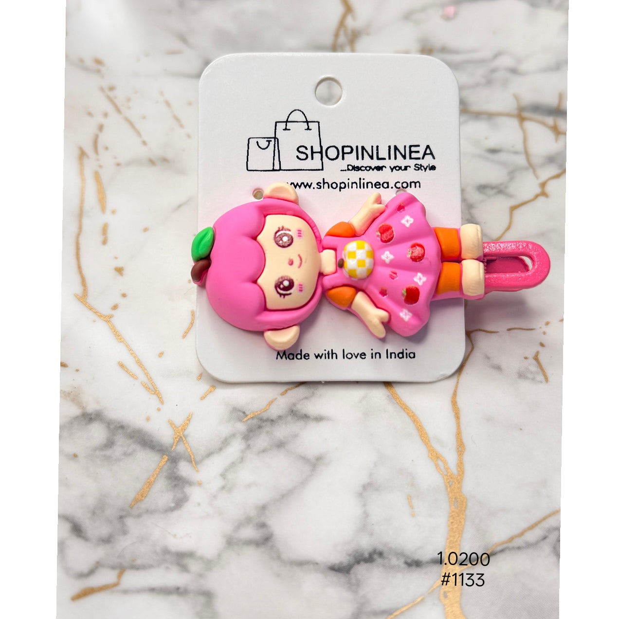 Cute Pink Cartoon Girl Hair Snap Clip