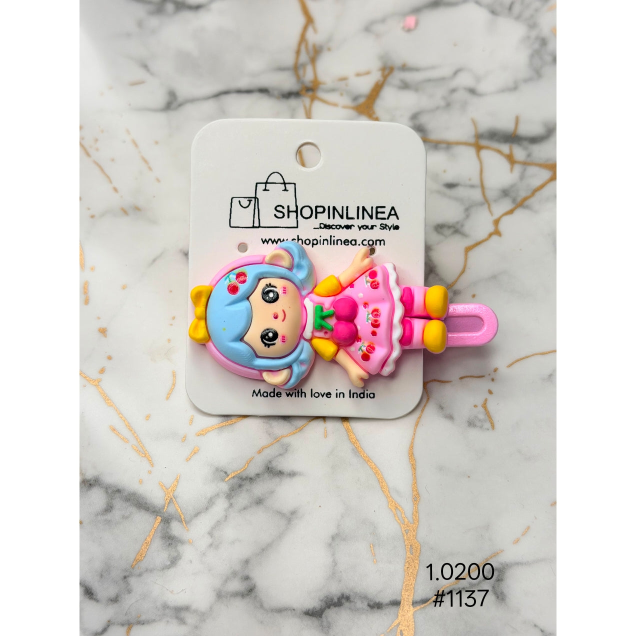 Blue Hair Girl Cartoon Hair Clip