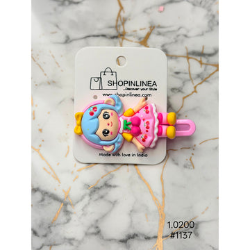 Blue Hair Girl Cartoon Hair Clip