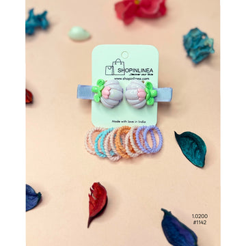 Cute Lavender Pumpkin Hair Clip Set for Kids