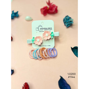 Floral Snap Hair Clips with Colorful Mini Hair Ties