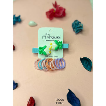 Frog Hair Clip & Pastel Mini Hair Bands