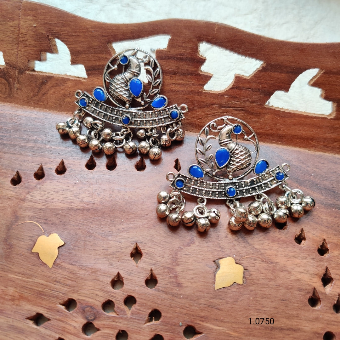 Artisan Oxidized Peacock Earrings