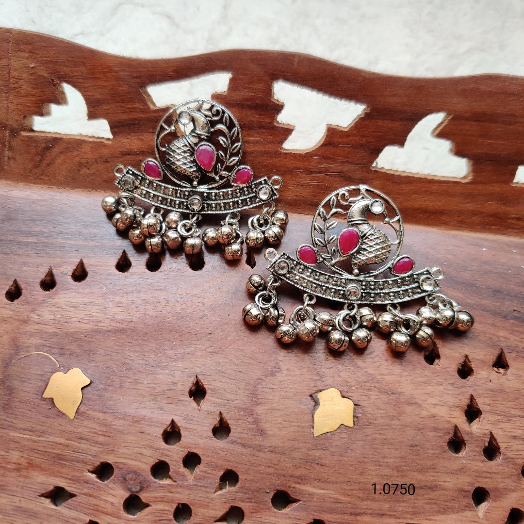 Artisan Oxidized Peacock Earrings