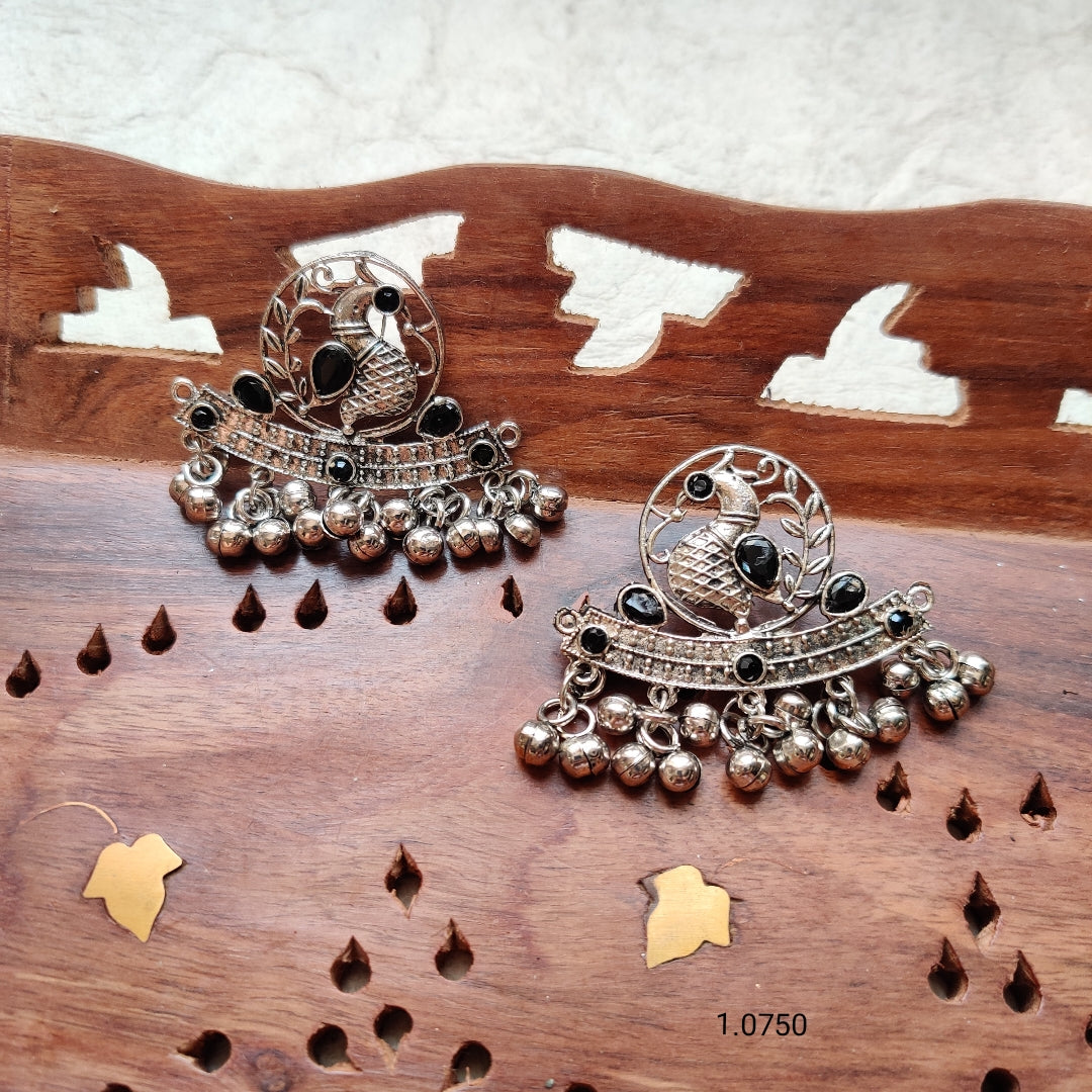 Artisan Oxidized Peacock Earrings