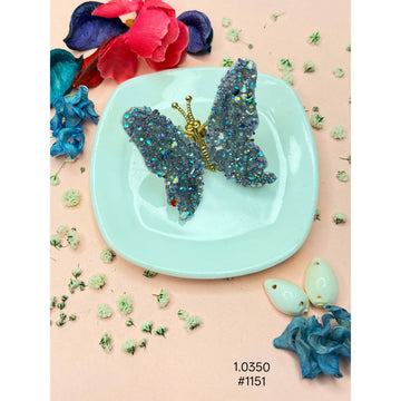 Silver Crystal Butterfly Hair  Clip