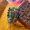 Artistic Oxidized Floral Bangles with Vibrant Red and Green Accents