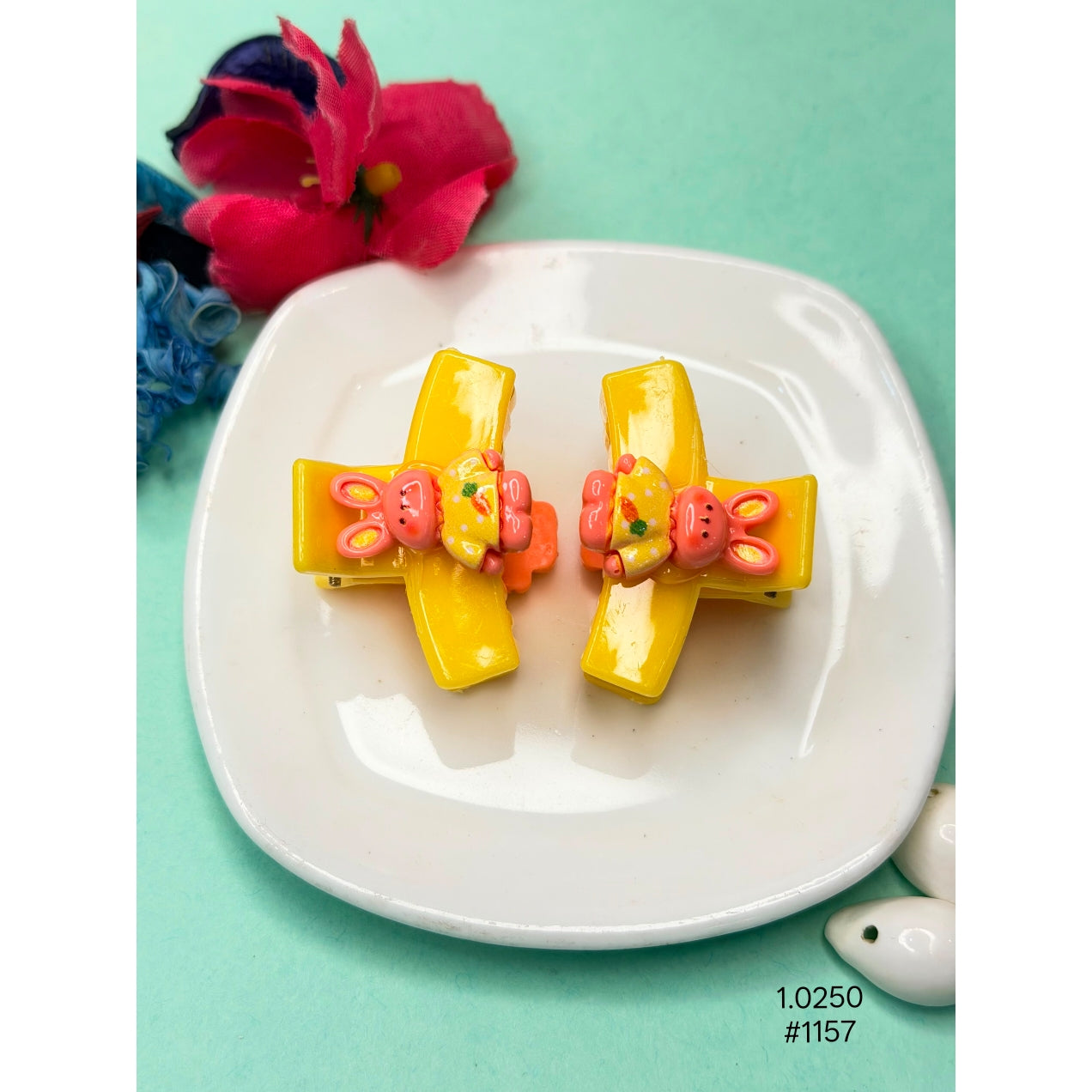 Yellow Bunny Hair  Clips