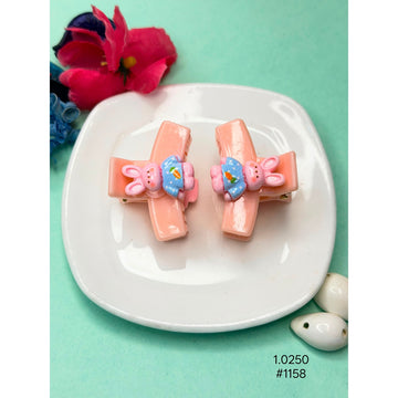 Cute Peach Bunny Hair Clips
