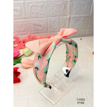 Pink Strawberry Print Bow Knot Hair Band