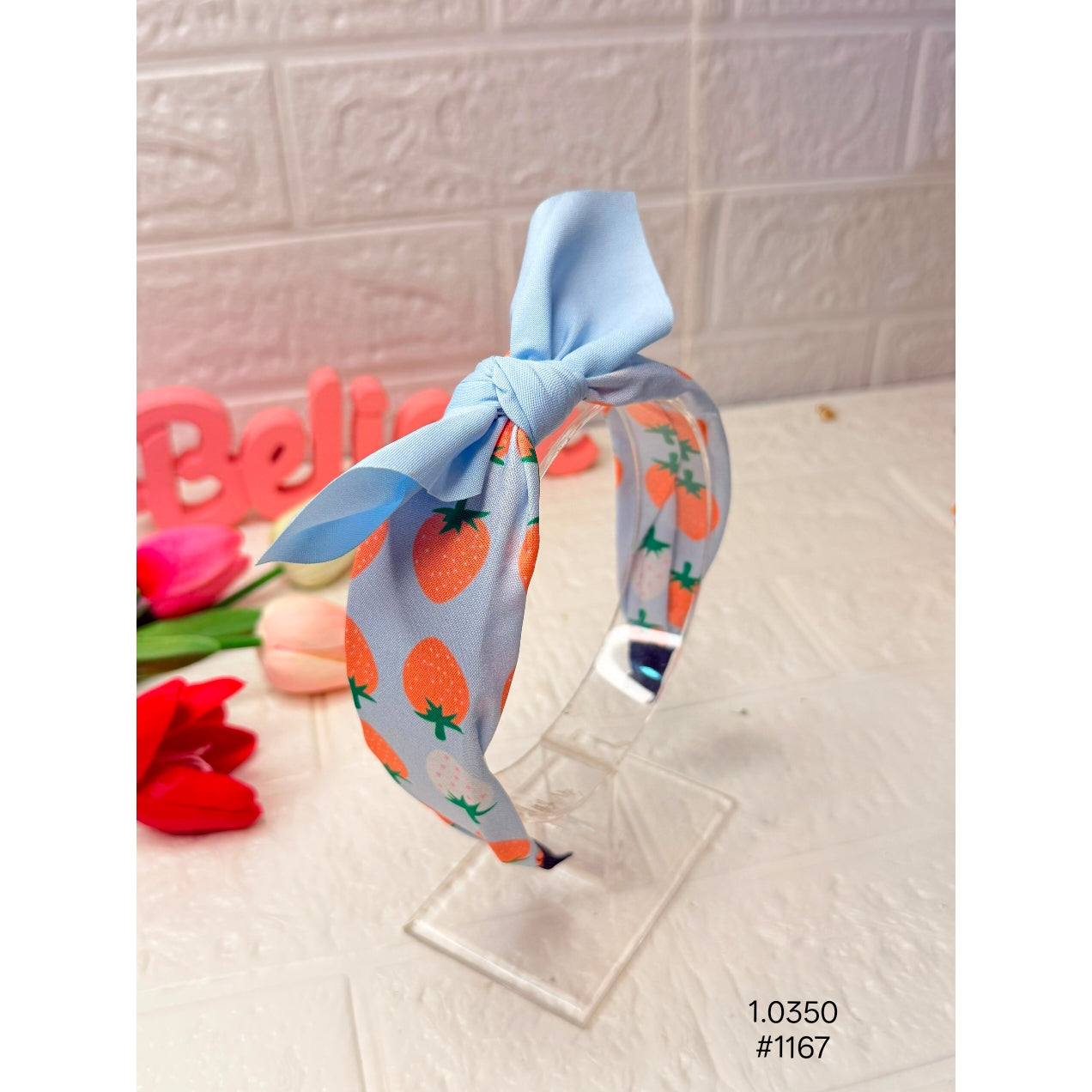 Strawberry Print Bow Knot Hair Band