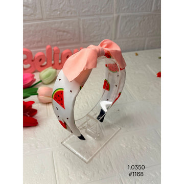 White Watermelon Print Bow Knot Headband