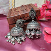 Afghan Adventure: Oxidised Afghani Black Polish Dome Jhumka with a Journey-Inspiring Ghungroo Touch