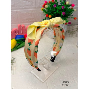 Cream Strawberry Print Bow Knot Headband