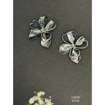 Silver Bloom Statement Stud Earrings