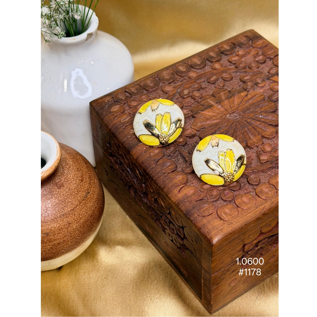 Sunny Bloom Enamel Stud Earrings
