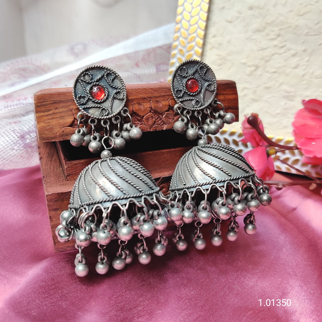 Antique Glamour: Oxidised Afghani Jhumkas that Add a Touch of Vintage Sophistication to Your Look