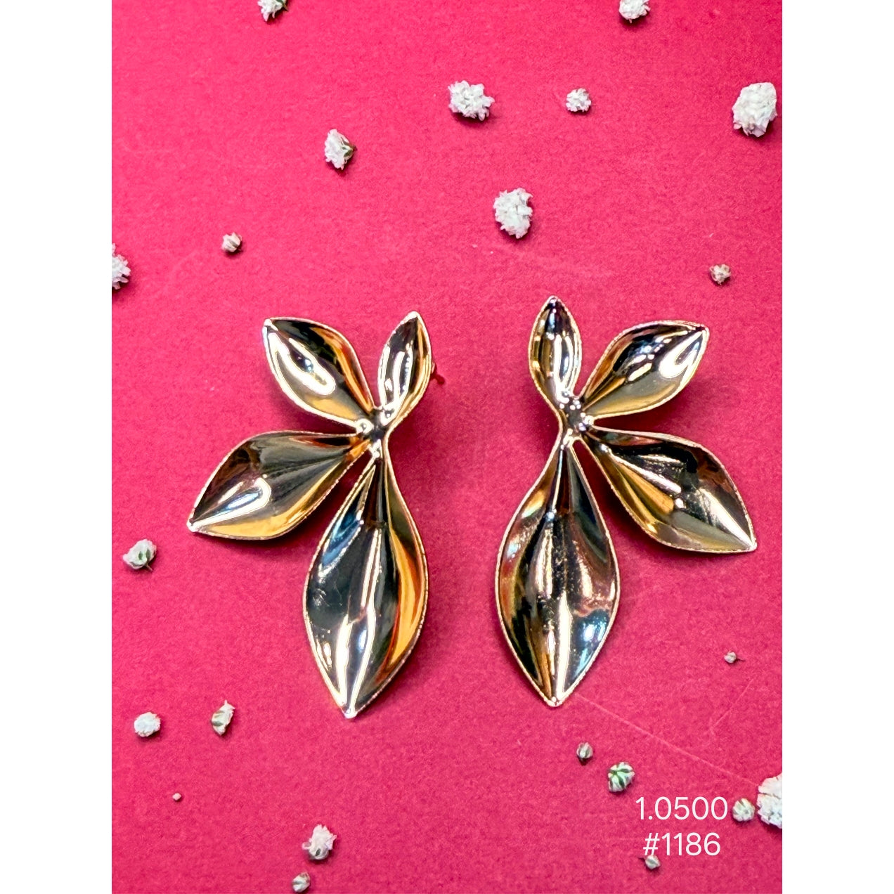 Gold Leaf Statement Stud Earrings