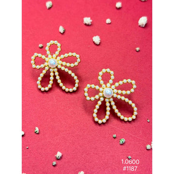 Pearl Flower Statement Stud Earrings