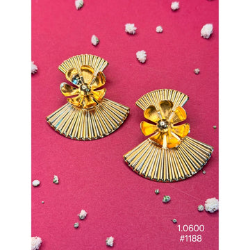 Gold Floral Fan Statement Earrings