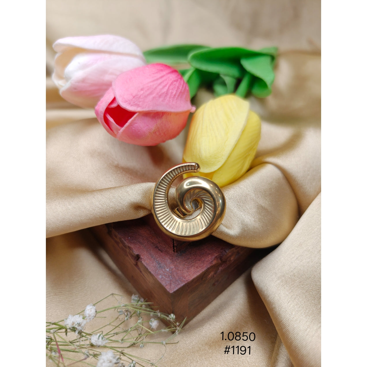 Gold-Plated  Spiral Shell Ring