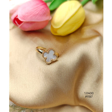 White Clover Flower Ring in Gold Tone