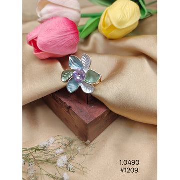 Gold-Plated Enamel Flower Ring