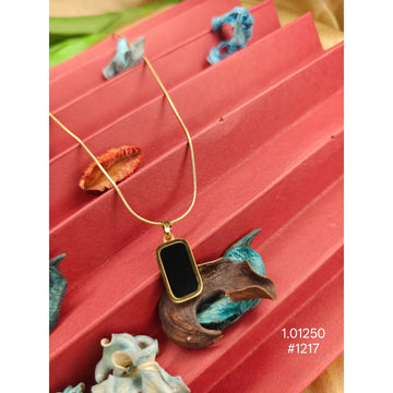 Rectangular Black Enamel Chain Pendant