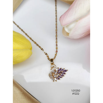 Anti-Tarnish Gold-Plated purple Crystal Swan Pendant