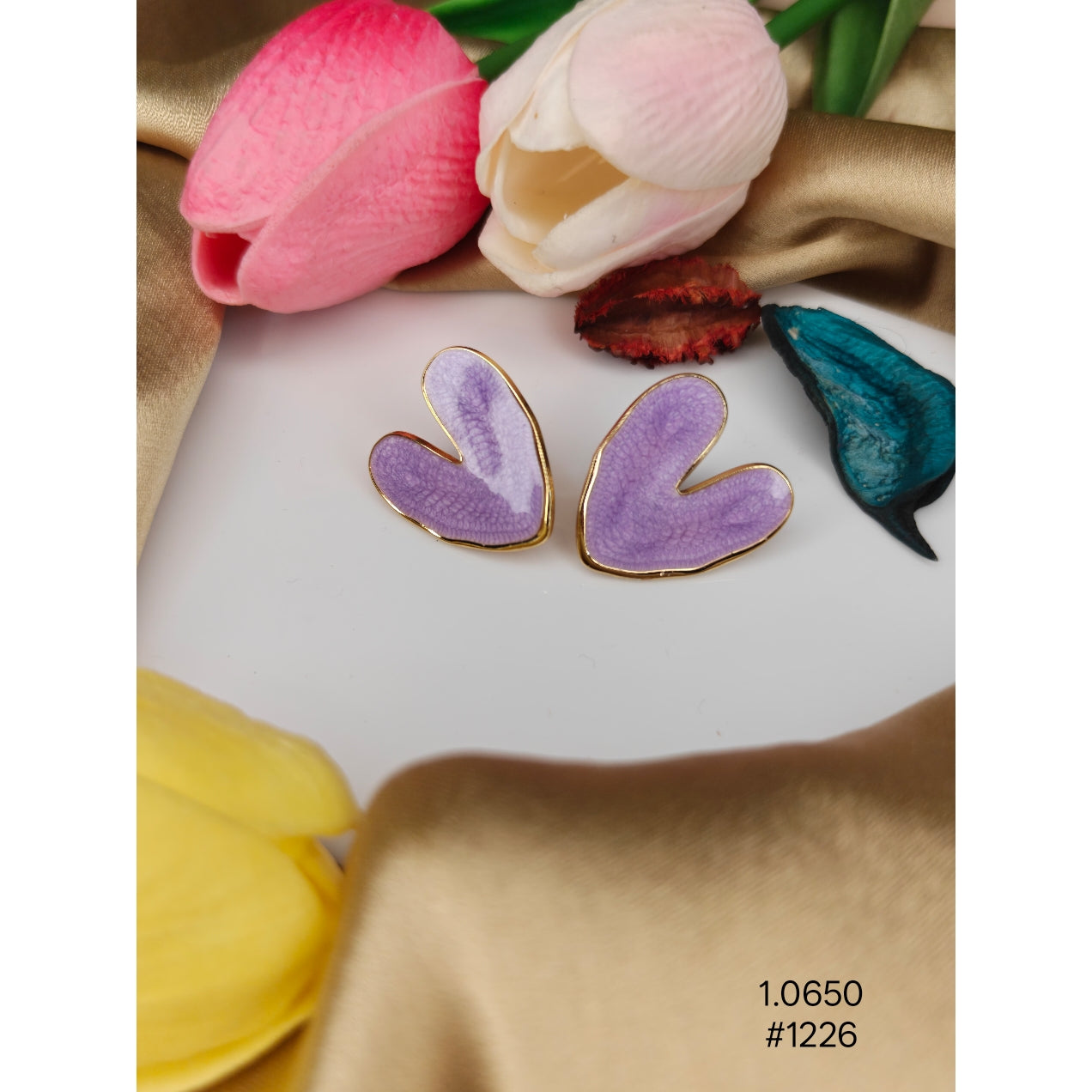 Lavender Purple Heart Earrings