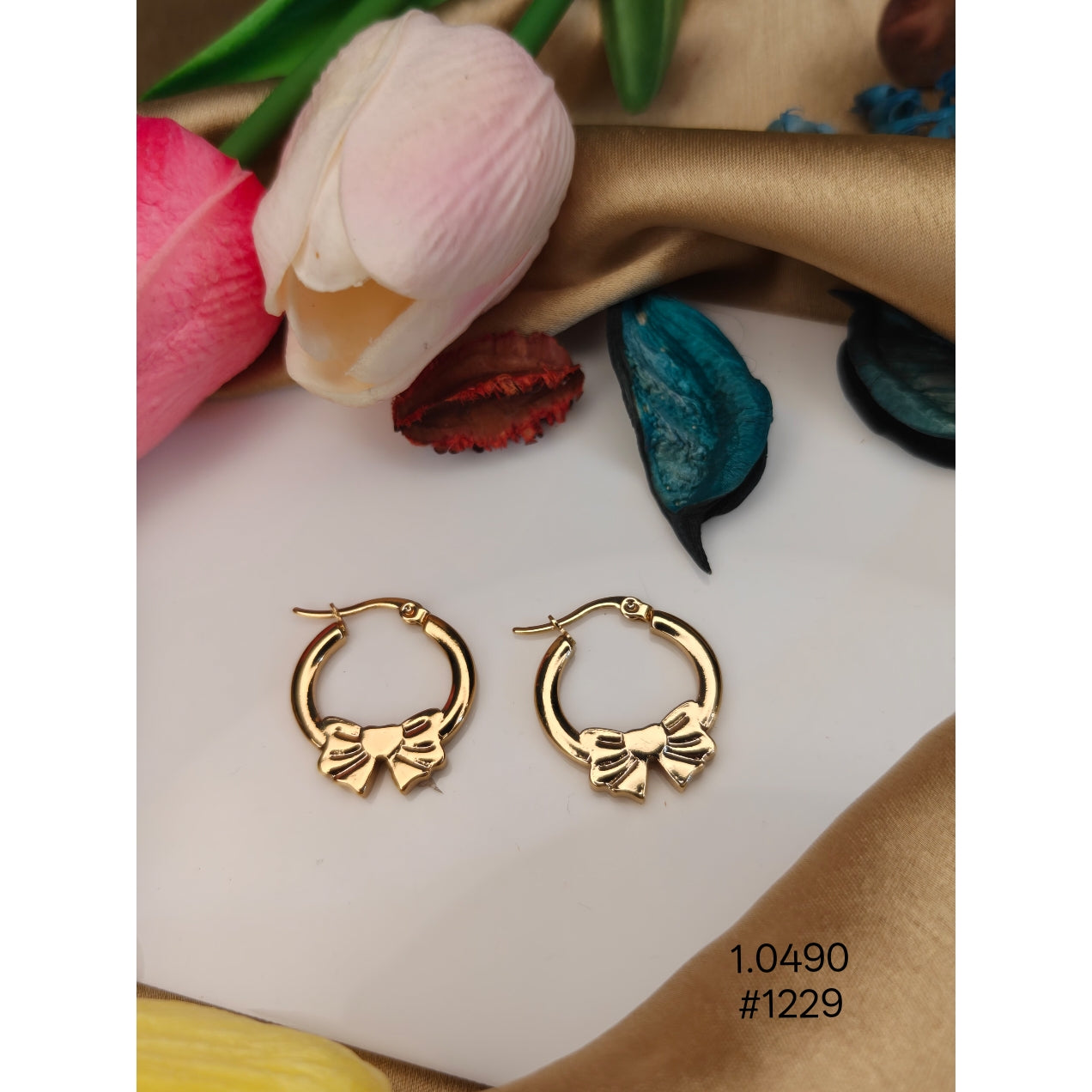 Gold Plated  Bow Hoop Earrings