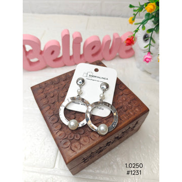 Korean Silver Pearl Drop Earrings
