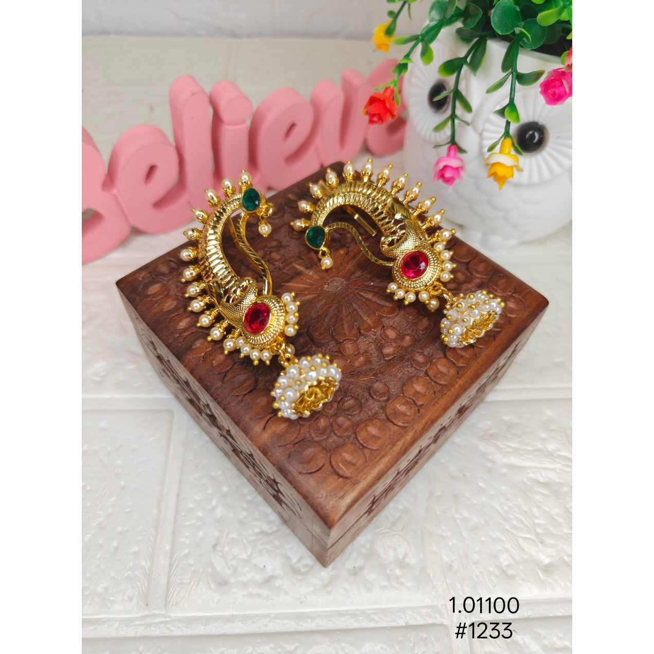 Peacock Ear Cuff Jhumkas