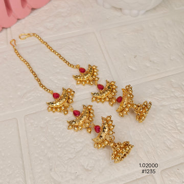 Gold Plated Traditional South Indian Maharashtrian Tripal Chandrakore Layer Jhumka