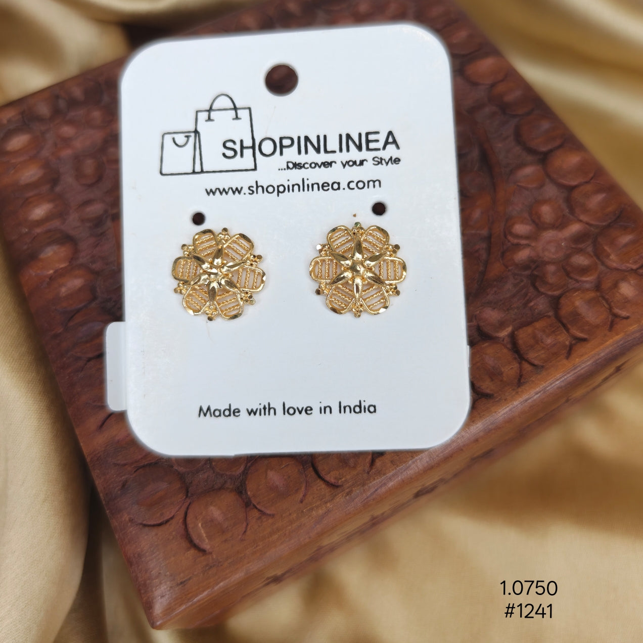 Floral Filigree Gold Stud Earrings