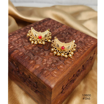 Indian Gold-Plated Crescent Stud Earrings