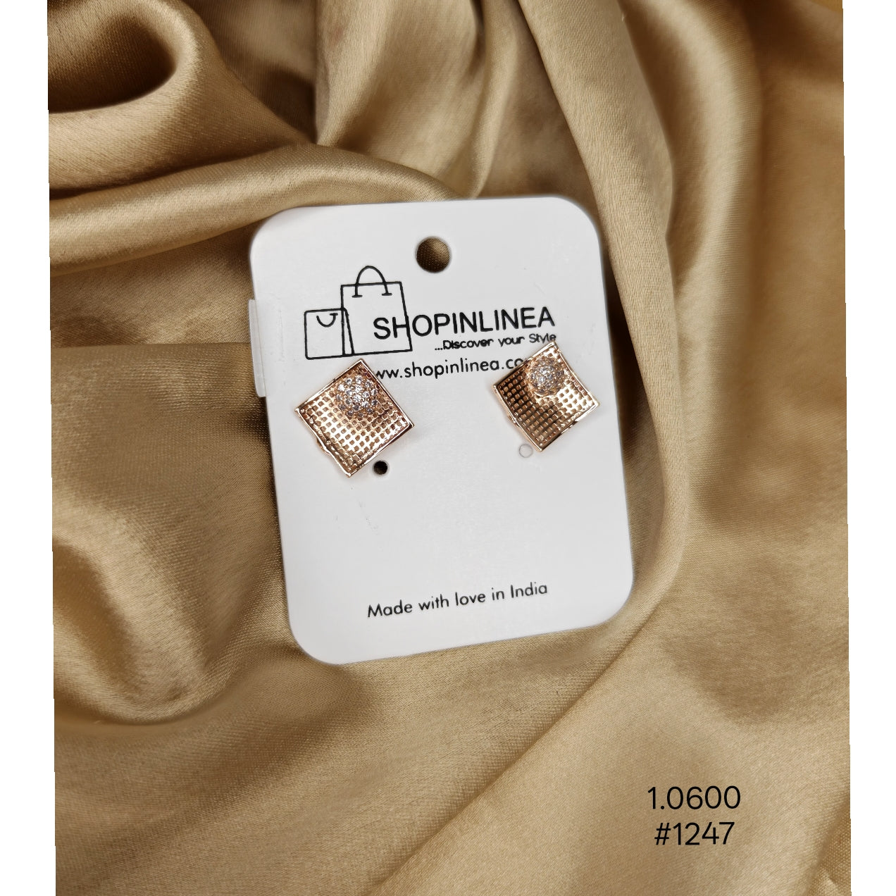 Rose Gold-Plated Square Stud Earrings