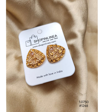 Gold-Plated Triangular  Stud Earrings
