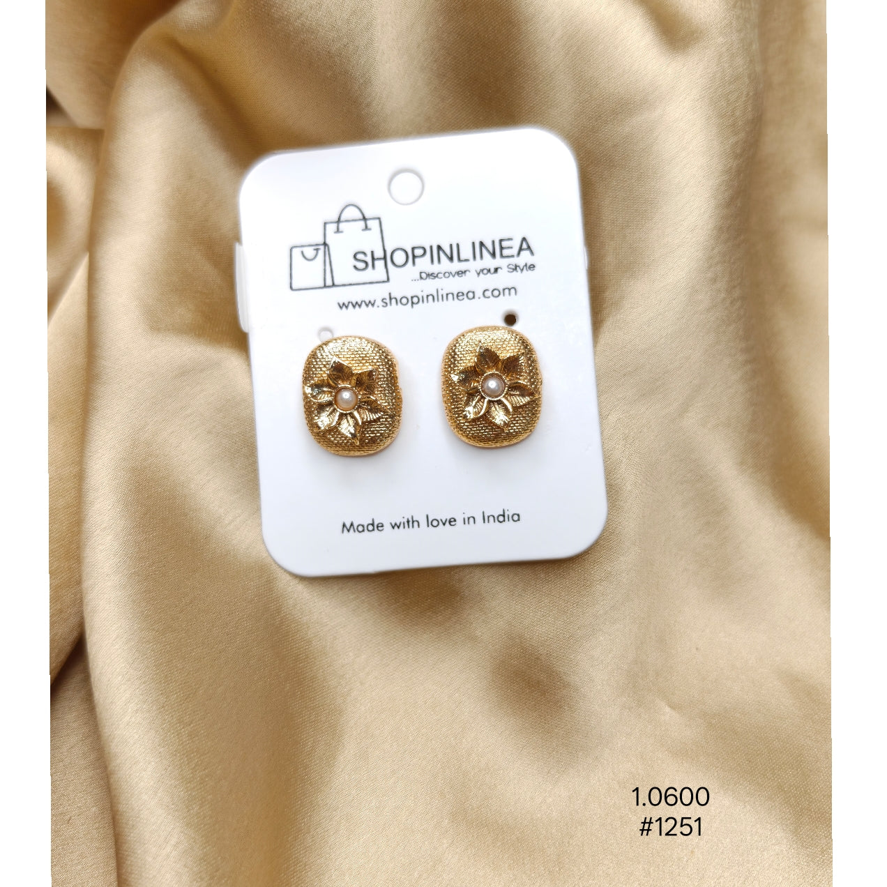Golden Floral Stud Earrings