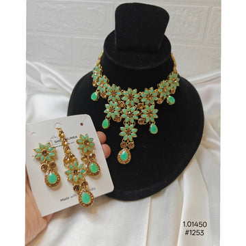 Mint Green and Gold Floral  Necklace Set