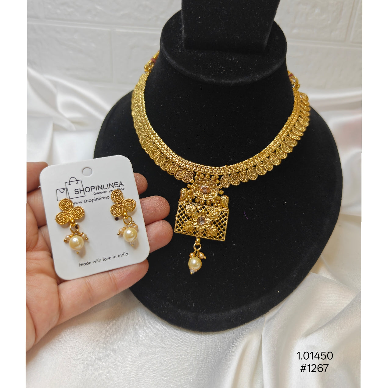 Gold-Plated Square Necklace Set