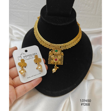 Gold-Plated Square Pendant Necklace Set