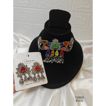 Oxidized Silver Choker Set