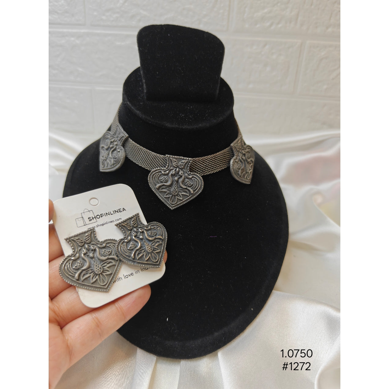 Ethnic Oxidized Silver Choker  Set