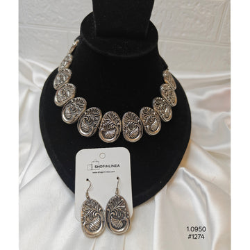 Oxidized Silver Tone Necklace Set