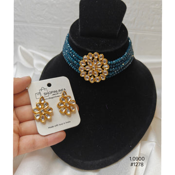 Blue Crystal Kundan Choker Set