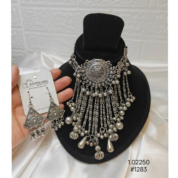 Oxidized Silver Statement Choker Set